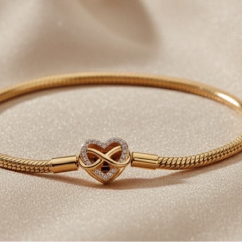 Pandora  925 Gold Plated Silver Bracelet - Heart Infinity